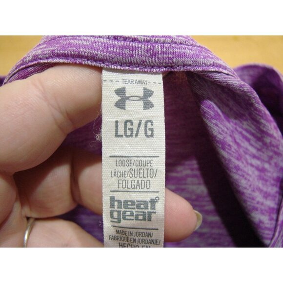Under Armour Womens Anti-Odor Quick Dry Large Logo V Neck T-Shirt Purple Sz L - Picture 3 of 7